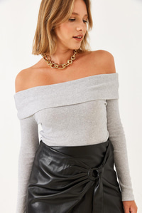 Madonna Yaka Kaşkorse Bluz 2210 60251856 - Gri BLUZ modelleri