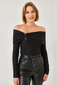 Madonna Yaka Kemer Detaylı Bluz 60261336 - Siyah
