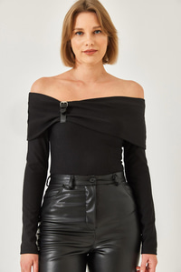 Madonna Yaka Kemer Detaylı Bluz 60261336 - Siyah