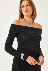 Madonna Yaka Simli Bluz 60261137 - Siyah