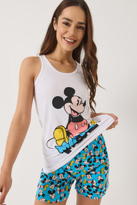 Mickey Mouse Baskılı Şortlu Pijama Takımı 0251 60283166 - Mavi