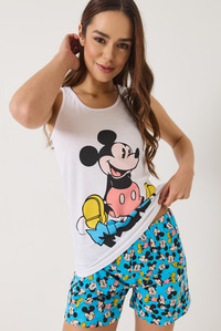 Mickey Mouse Baskılı Şortlu Pijama Takımı 0251 60283166 - Mavi