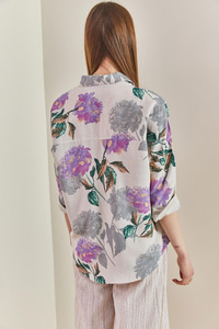 Multi Desenli Oversize Gömlek - Lila GÖMLEK modelleri