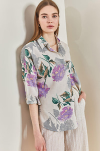Multi Desenli Oversize Gömlek - Lila GÖMLEK modelleri