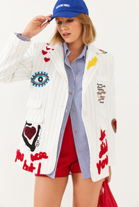 Nakış Detaylı Blazer Ceket 4016 60251829 - Beyaz CEKET modelleri