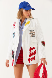 Nakış Detaylı Blazer Ceket 4016 60251829 - Beyaz CEKET modelleri