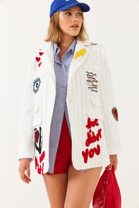 Nakış Detaylı Blazer Ceket 4016 60251829 - Beyaz CEKET modelleri