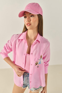 Nakış Detaylı Uzun Kollu Ayrobin Gömlek MG5166 60283242 - Pembe