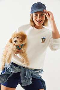 Nakışlı 3 İplik Sweatshirt 60251800 - Ekru SWEATSHİRT modelleri