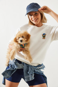 Nakışlı 3 İplik Sweatshirt 60251800 - Ekru SWEATSHİRT modelleri