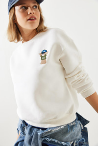 Nakışlı 3 İplik Sweatshirt 60251800 - Ekru SWEATSHİRT modelleri