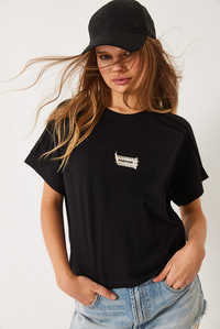 Nervür Dikişli Düşük Kol Basic T-Shirt 60602022 - Siyah