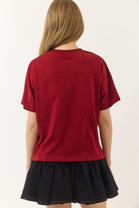 Organik Pamuklu Regular Kalıp Bisiklet Yaka Basic Kısa Kollu T-Shirt 60602048 - Bordo