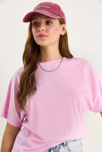 Organik Pamuklu Regular Kalıp Bisiklet Yaka Basic Kısa Kollu T-Shirt 60602048 - Pembe