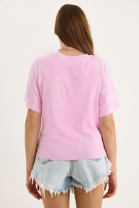 Organik Pamuklu Regular Kalıp Bisiklet Yaka Basic Kısa Kollu T-Shirt 60602048 - Pembe