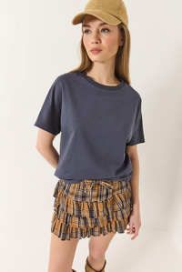 Organik Pamuklu Regular Kalıp Bisiklet Yaka Basic Kısa Kollu T-Shirt 60602048 - Antrasit