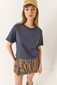 Organik Pamuklu Regular Kalıp Bisiklet Yaka Basic Kısa Kollu T-Shirt 60602048 - Antrasit