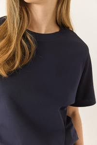 Organik Pamuklu Regular Kalıp Bisiklet Yaka Basic Kısa Kollu T-Shirt 60602048 - Lacivert