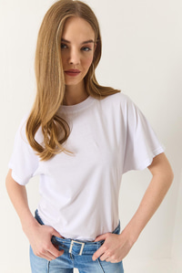 Organik Pamuklu Regular Kalıp Bisiklet Yaka Basic Kısa Kollu T-Shirt 60602048 - Beyaz