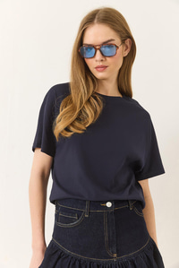 Organik Pamuklu Regular Kalıp Bisiklet Yaka Basic Kısa Kollu T-Shirt 60602048 - Lacivert