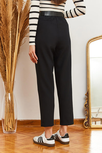 Örme Toka Detay Kemerli Atlas Pantolon 3868 60361006 - Siyah