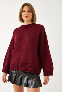 Oversize Basic Triko Kazak 20247601 - Bordo