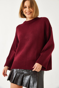Oversize Basic Triko Kazak 20247601 - Bordo