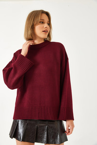 Oversize Basic Triko Kazak 20247601 - Bordo
