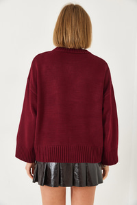 Oversize Basic Triko Kazak 20247601 - Bordo