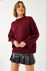 Oversize Basic Triko Kazak 20247601 - Bordo