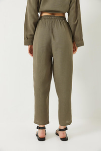 Oversize Gömlek Şalvar Pantolon Müslin Alt-Üst Takım 9259 60283113 - Haki
