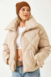 Oversize Şişme Mont 10191065 - Bej MONT modelleri