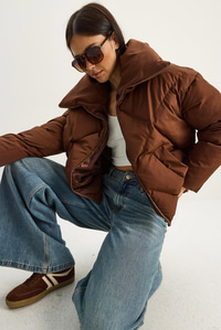 Oversize Şişme Mont - Acı Kahve DIŞ GİYİM modelleri