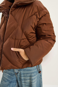 Oversize Şişme Mont - Acı Kahve DIŞ GİYİM modelleri