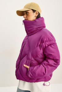 Oversize Şişme Mont - Fuşya DIŞ GİYİM modelleri