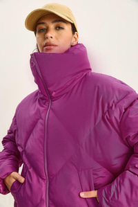 Oversize Şişme Mont - Fuşya DIŞ GİYİM modelleri