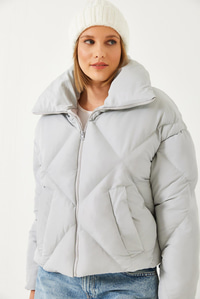 Oversize Şişme Mont - Gri DIŞ GİYİM modelleri