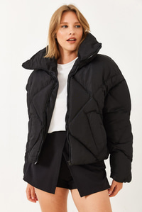 Oversize Şişme Mont - Siyah DIŞ GİYİM modelleri