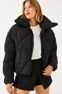 Oversize Şişme Mont - Siyah DIŞ GİYİM modelleri