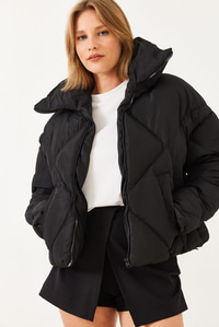 Oversize Şişme Mont - Siyah DIŞ GİYİM modelleri