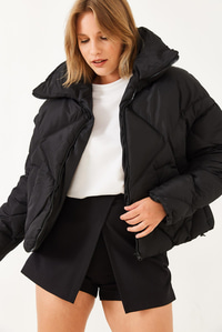 Oversize Şişme Mont - Siyah DIŞ GİYİM modelleri
