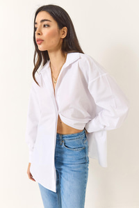 Oversize Terikoton Poplin Gömlek 34225 60284043 - Beyaz