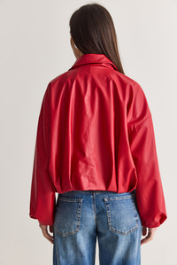 Oversize Tokalı Deri Ceket 3137 60284058 - Kırmızı MONT modelleri