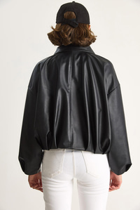 Oversize Tokalı Deri Ceket 3137 60284058 - Siyah DIŞ GİYİM modelleri