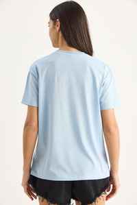 Papatya Aksesuarlı Kısa Kollu Pamuklu T-Shirt 60602039 - Bebe Mavisi