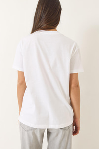 Papatya Aksesuarlı Kısa Kollu Pamuklu T-Shirt 60602039 - Beyaz