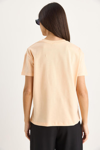 Papatya Aksesuarlı Kısa Kollu Pamuklu T-Shirt 60602039 - Yavru Ağzı