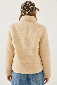 Peluş Kabartma Teddy Kadın Şişme Mont 60251952 - Bej DIŞ GİYİM modelleri