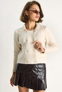 Polo Yaka Düğmeli Yumuşak Hırka 255252  60284080 - Taş HIRKA modelleri