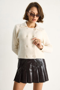 Polo Yaka Düğmeli Yumuşak Hırka 255252  60284080 - Taş HIRKA modelleri